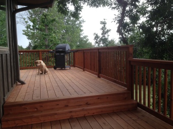 Redwood deck after